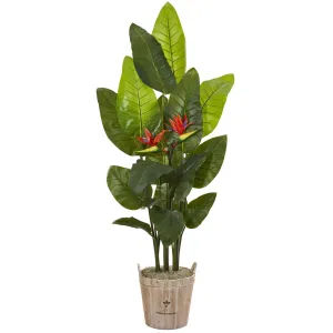 6’ Bird of Paradise Artificial Plant in Farmhouse Planter (Real Touch)