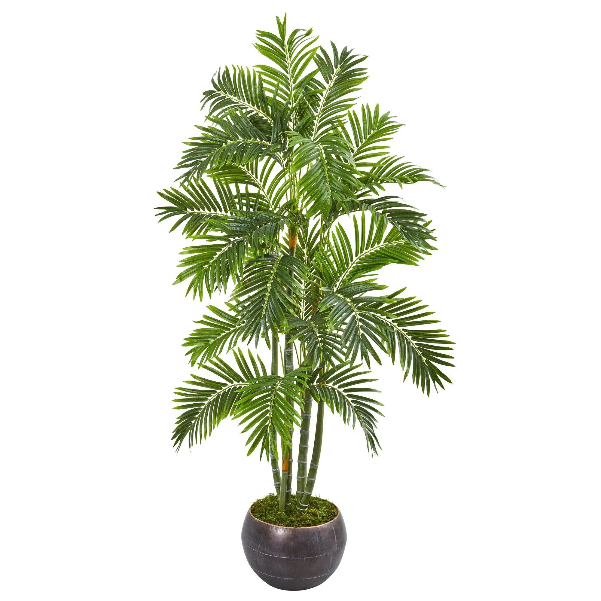 68” Areca Palm Artificial Tree in Metal Bowl