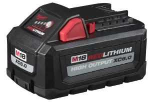 Battery Pack - Milwaukee M18 18 Volt Lithium-Ion Cordless REDLITHIUM HIGH OUTPUT XC 6.0Ah Battery Pack, 48-11-1865