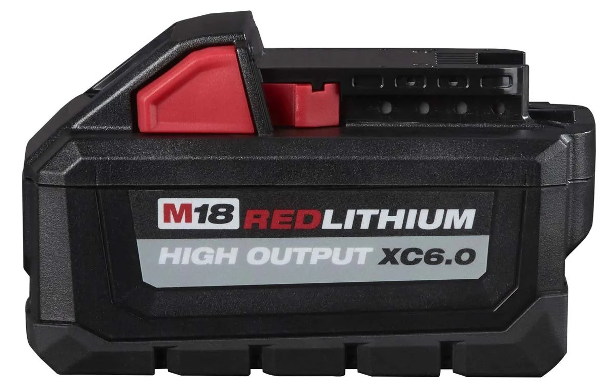 Battery Pack - Milwaukee M18 18 Volt Lithium-Ion Cordless REDLITHIUM HIGH OUTPUT XC 6.0Ah Battery Pack, 48-11-1865