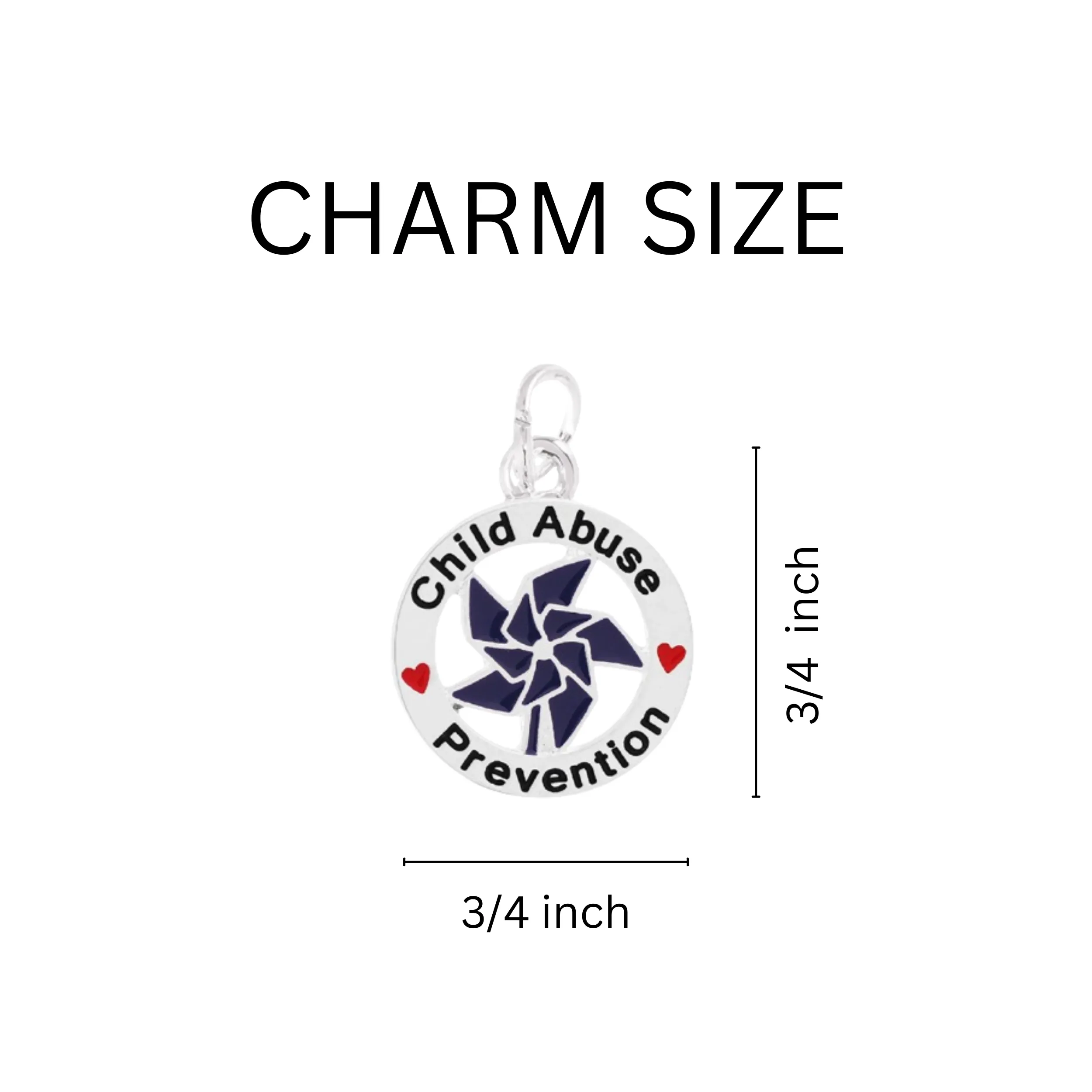 Blue Pinwheel Charm Child Abuse Prevention Necklaces