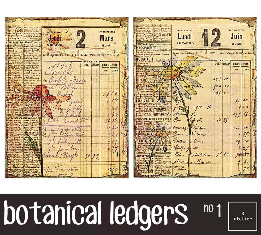 Botanical Ledgers | Scrapbooking Washi Stickers