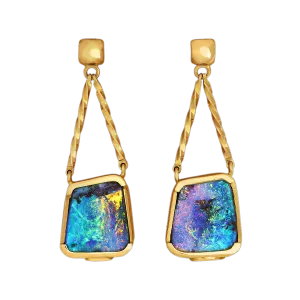Boulder Opal & 18K Gold Earrings