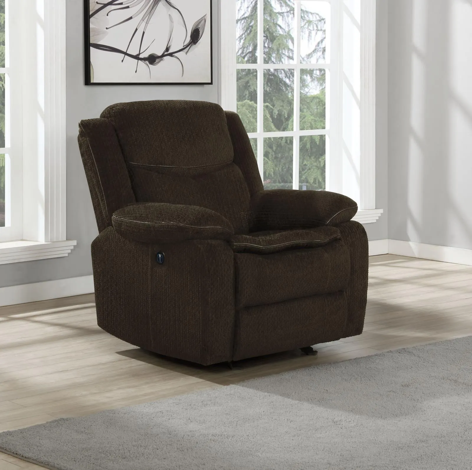 Brown - Jennings Upholstered Power Glider Recliner Brown
