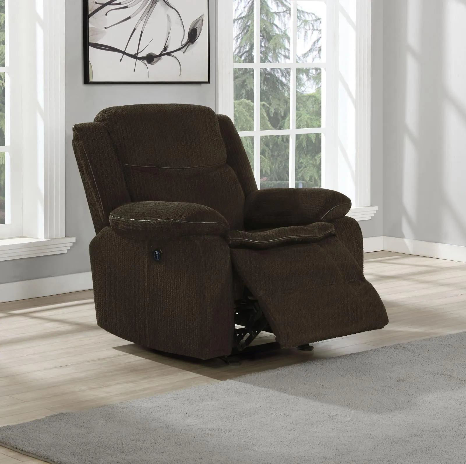 Brown - Jennings Upholstered Power Glider Recliner Brown