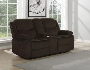 Brown - Jennings Upholstered Power Loveseat With Console Brown