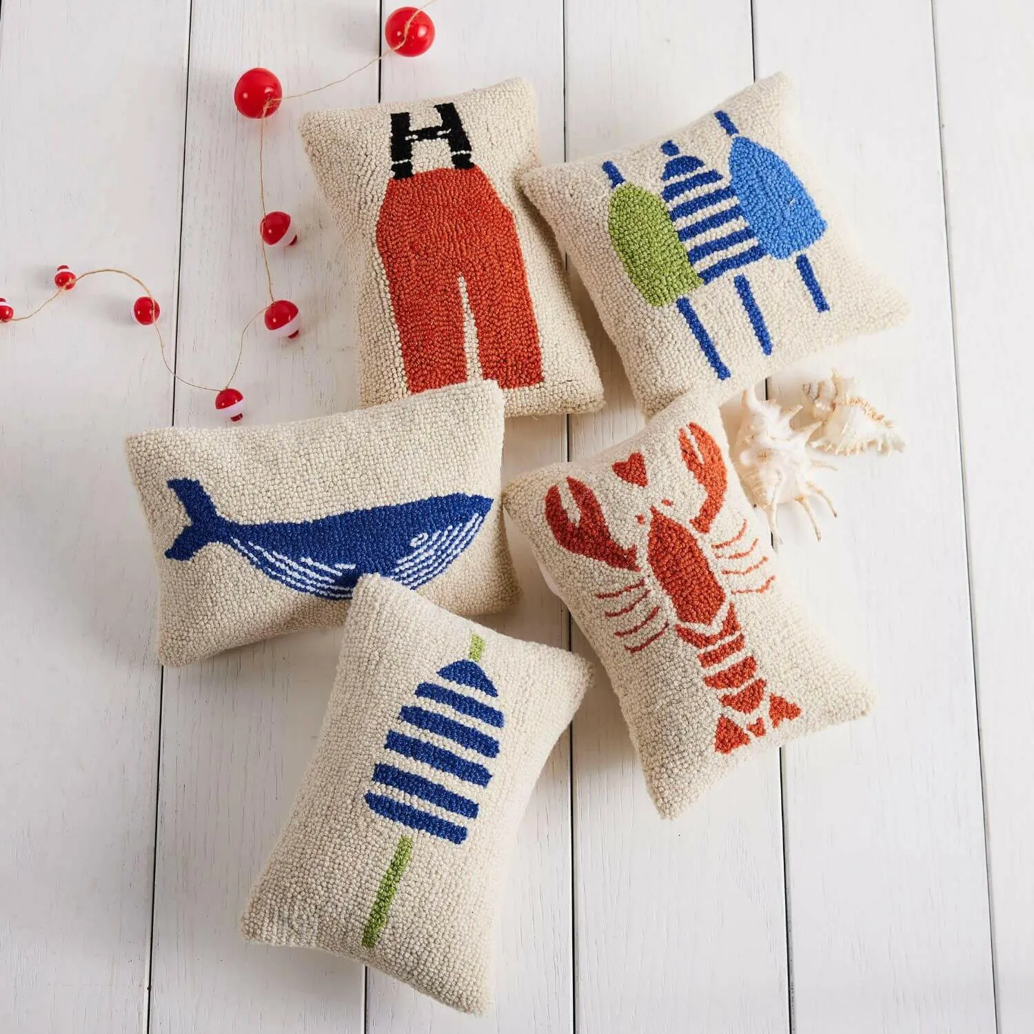 Buoy Hook Accent Pillow, Navy Stripe, 8" x 12"