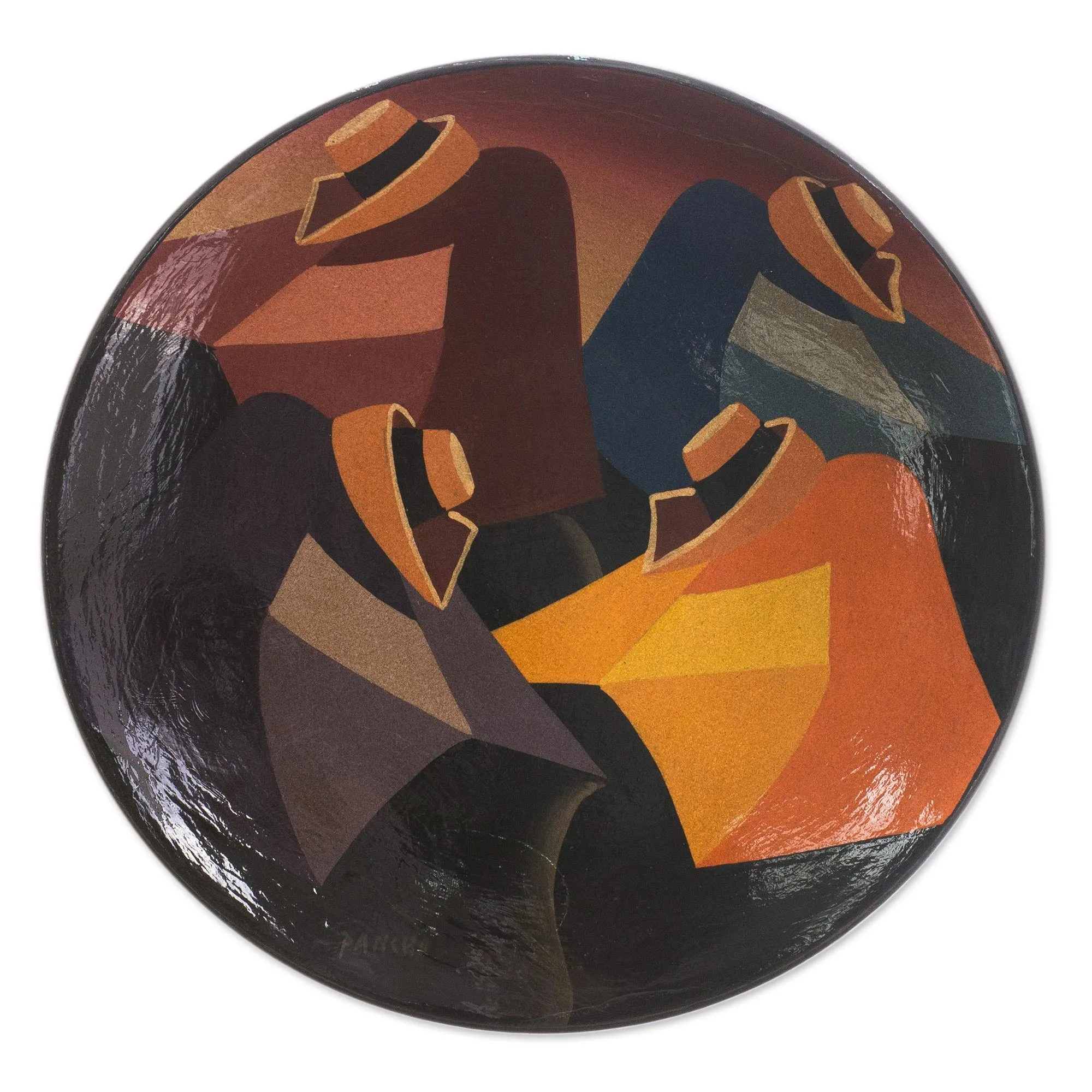 Ceramic plate - Four Hats | NOVICA