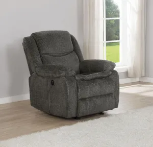 Charcoal - Jennings Upholstered Power Glider Recliner Charcoal