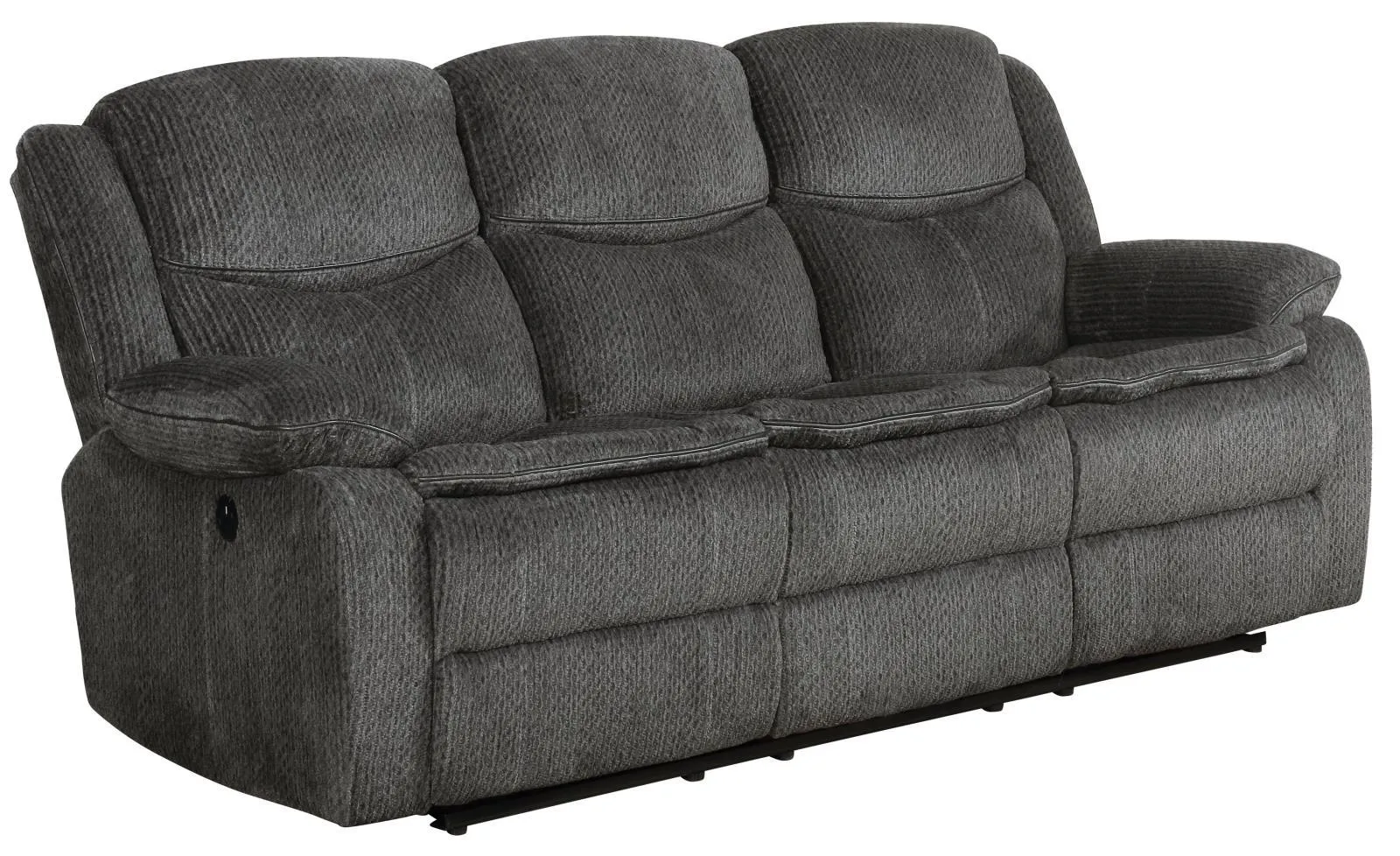 Charcoal - Jennings Upholstered Power Sofa With Drop-down Table Charcoal