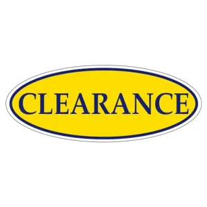CLEARANCE Dark Blue on Yellow Oval Window Sticker for Car Dealerships - 14" x 5-1/2" Size - Premium Weatherproof Vinyl for Long-Lasting Visibility