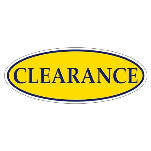 CLEARANCE Dark Blue on Yellow Oval Window Sticker for Car Dealerships - 14" x 5-1/2" Size - Premium Weatherproof Vinyl for Long-Lasting Visibility