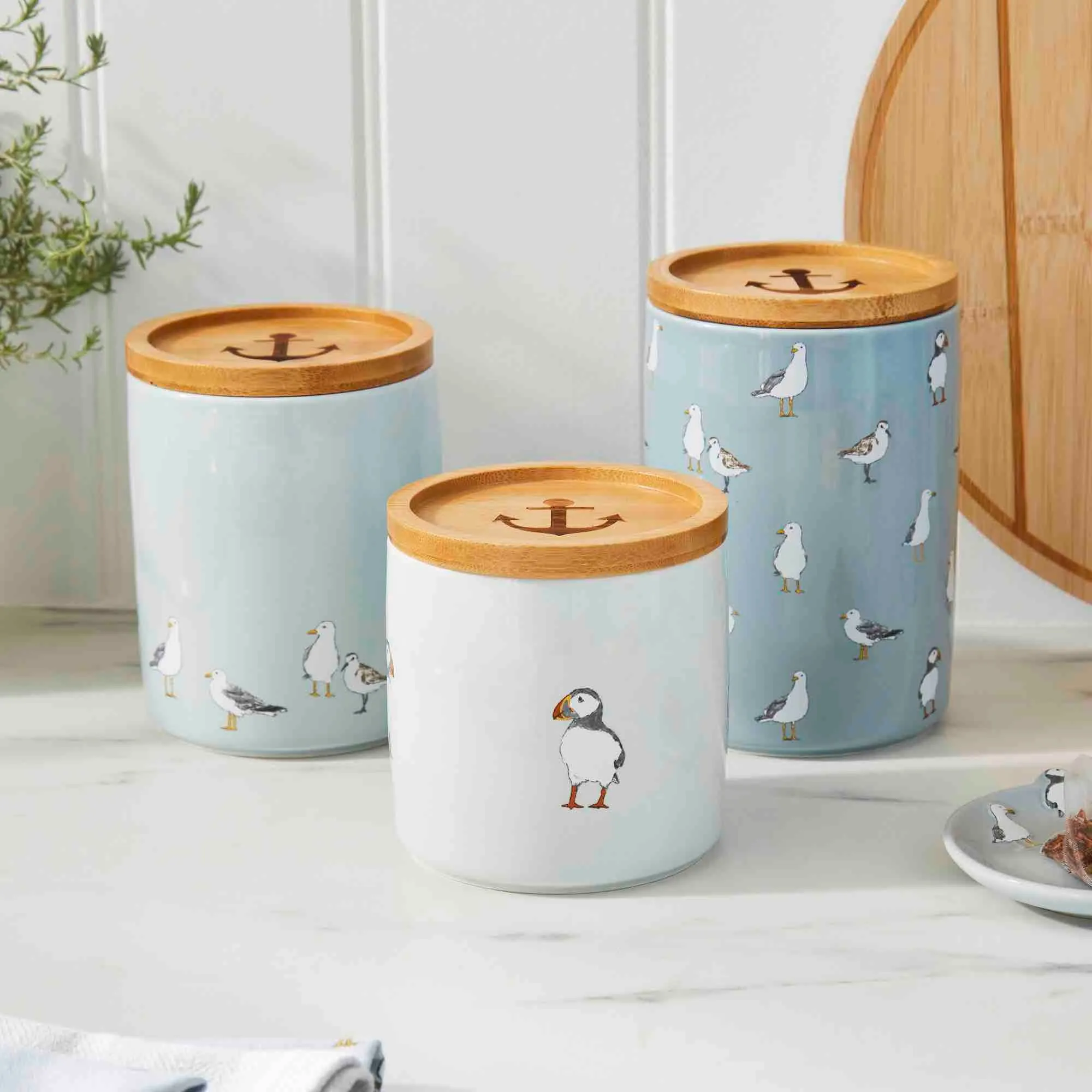 Coastal Birds Small Ceramic Canister