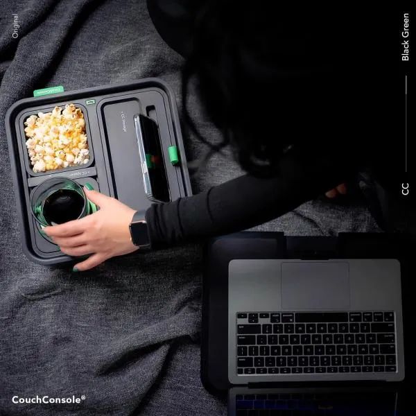 Couch Console - Cup Holder with Phone Stand Tray (Dark Orange)