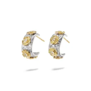 DANNI PRIMROSE WHITE RHODIUM HUGGY HOOP EARRINGS