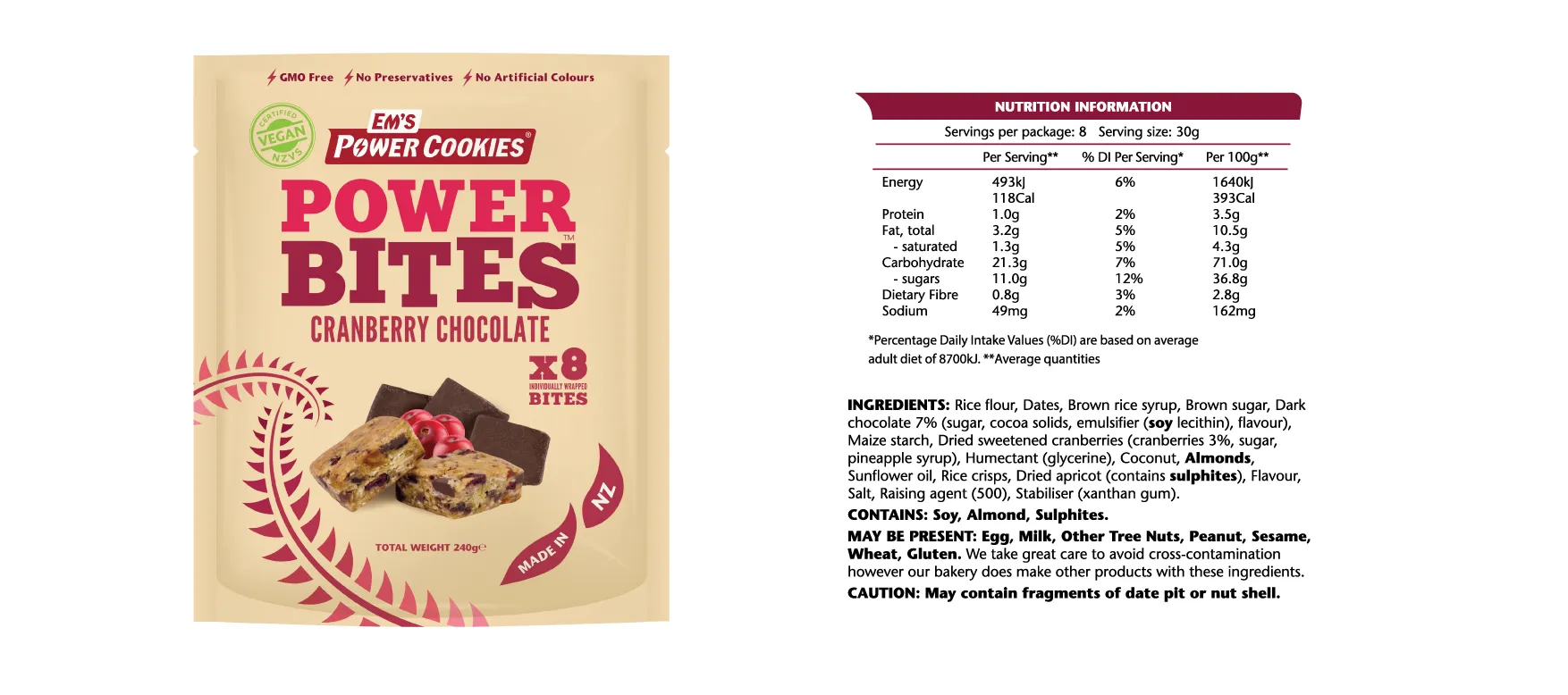 Em's Power Bites - 240g - 8 Pack