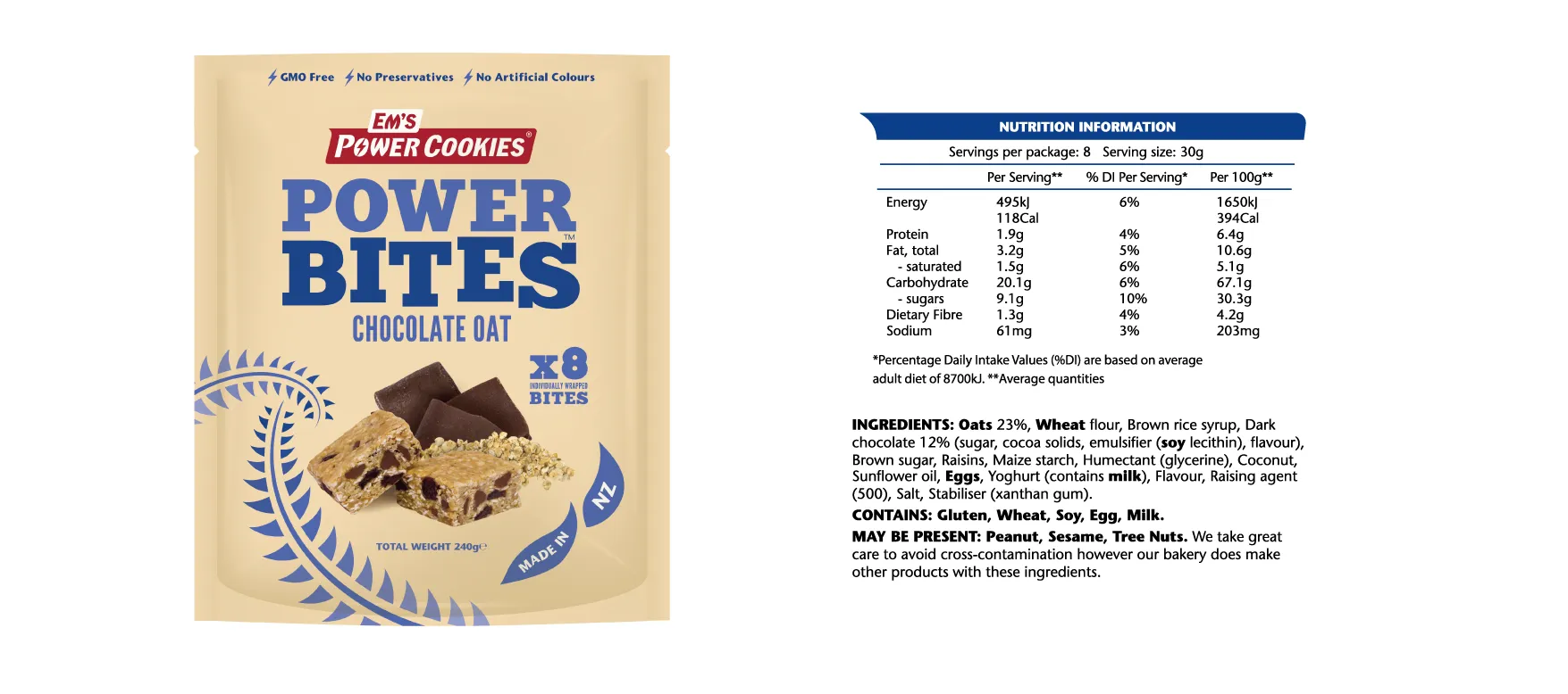 Em's Power Bites - 240g - 8 Pack