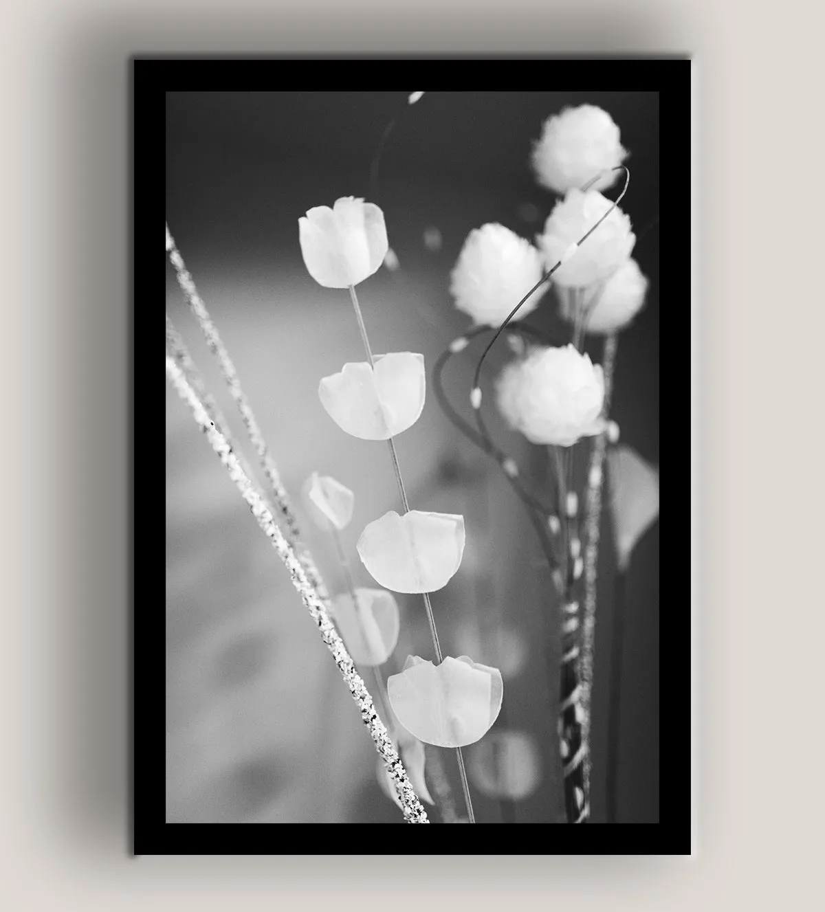 Ethereal Bloom: Black & White Floral Elegance