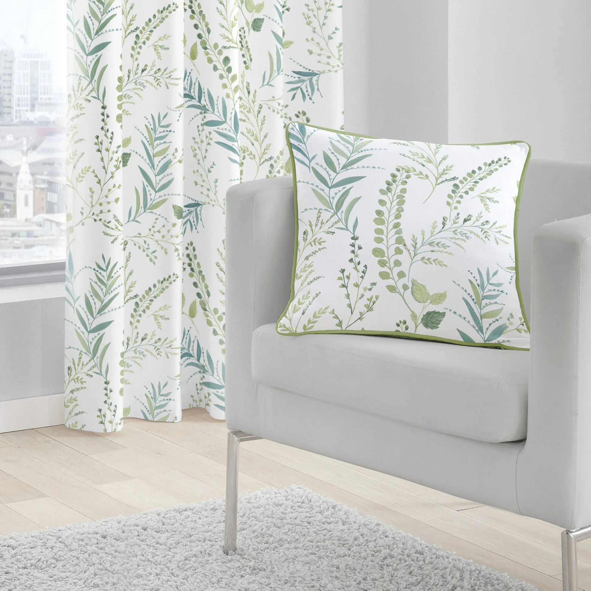 Fernworthy Cushion by Fusion in Green 43 x 43cm