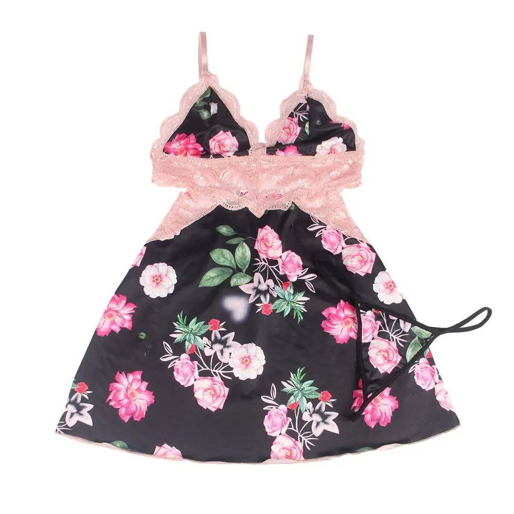 Floral Obsidian Dreams Chemise