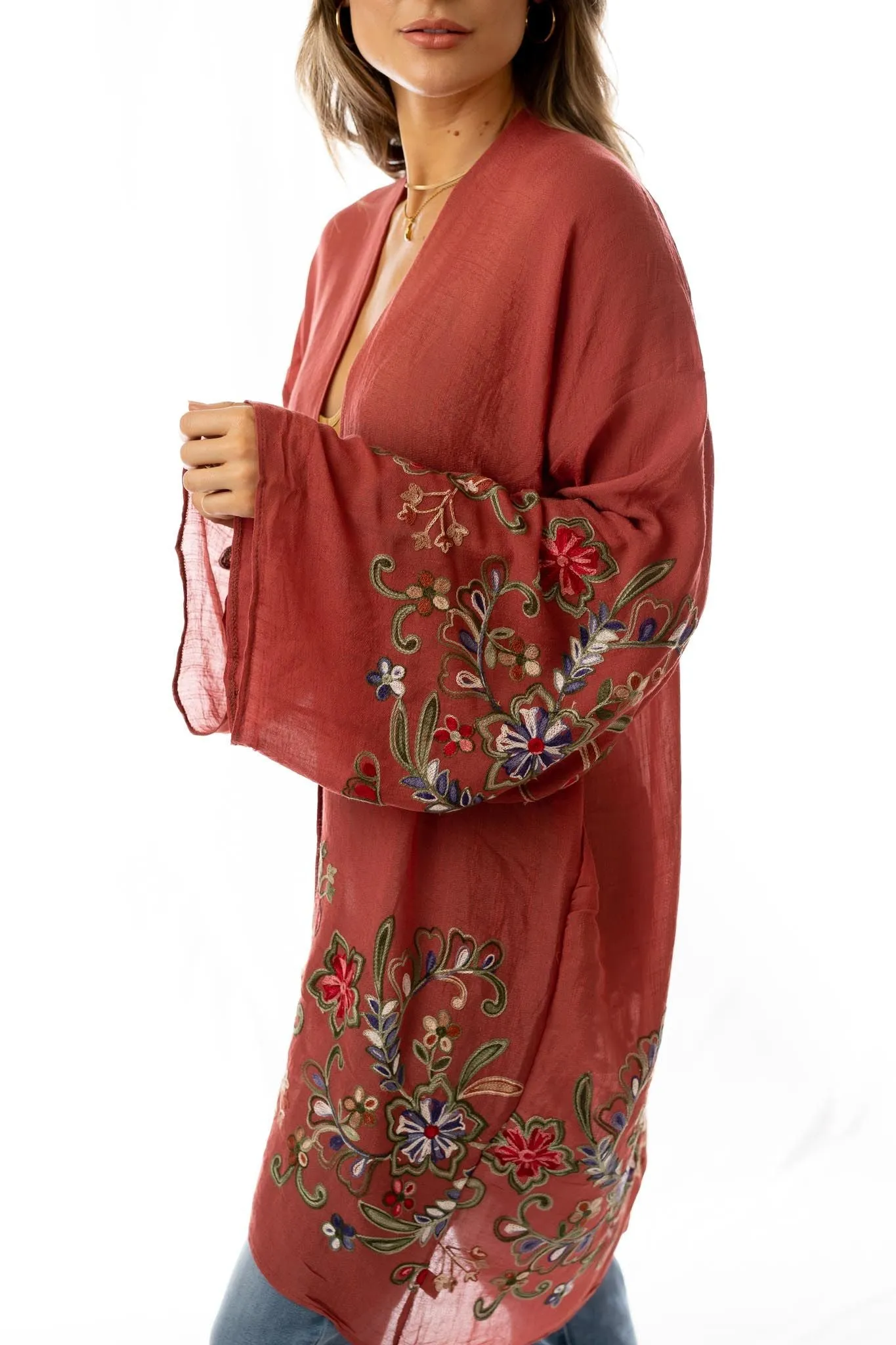Fun In Florals Kimono - Plum