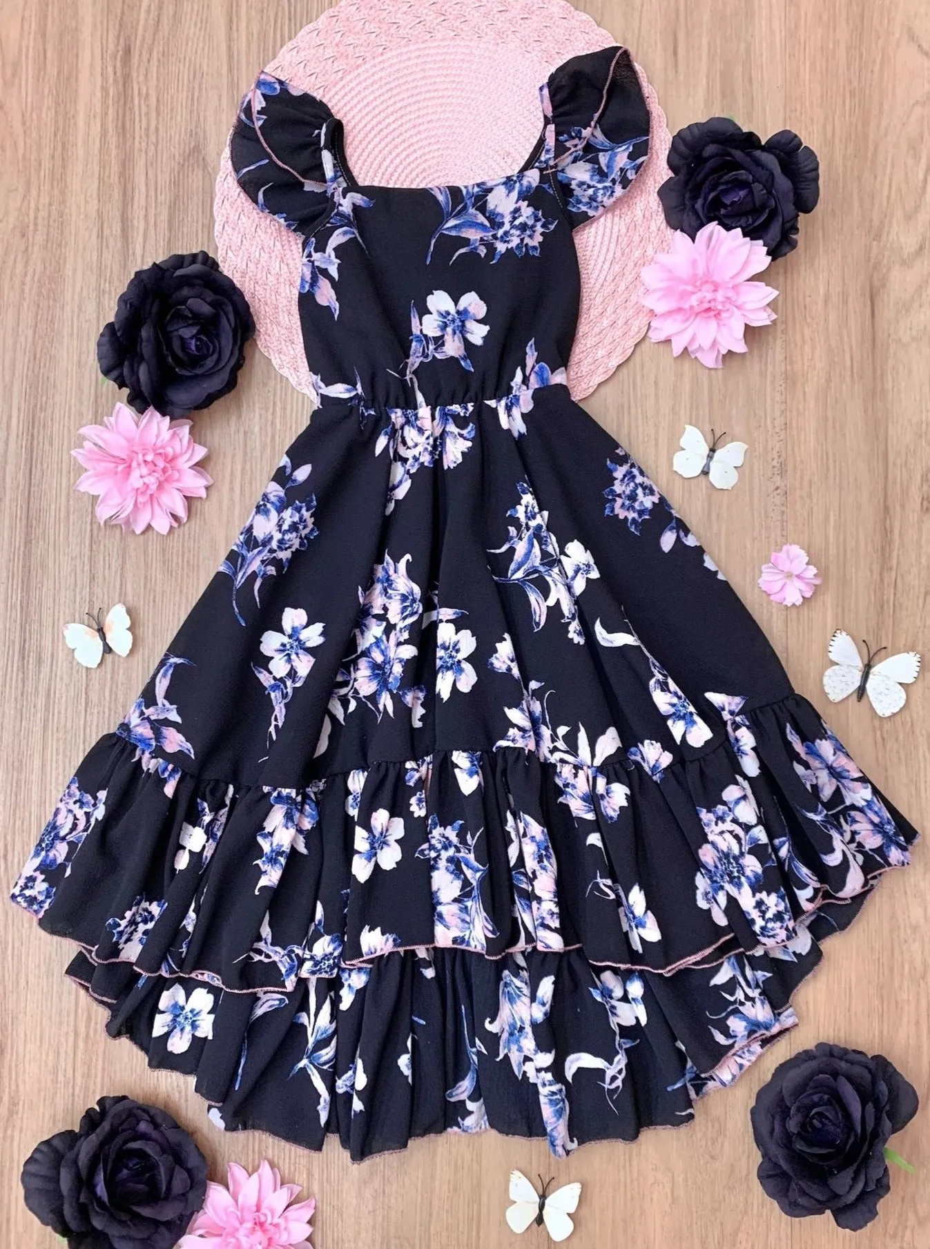 Garden Party Floral Hi-Lo Ruffle Dress