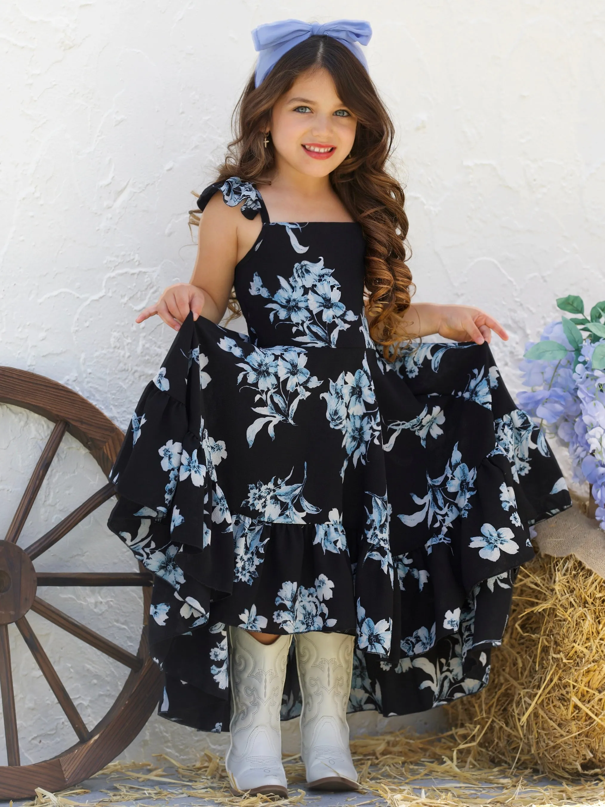 Garden Party Floral Hi-Lo Ruffle Dress