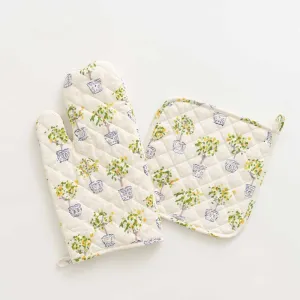 Lemon Topiary Oven Mitt Set