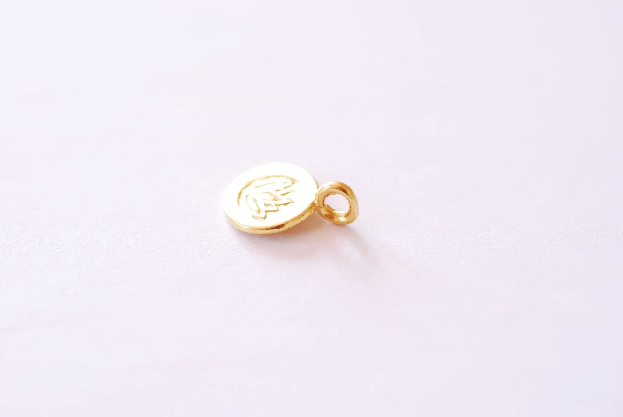 Lotus Flower Wholesale Disc Charm | 18k Gold Plated over Brass Water Lily Round Yoga Ohm Pendant HarperCrown B296