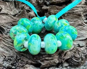Ocean Breeze Swirl Lampwork Beads Set SRA