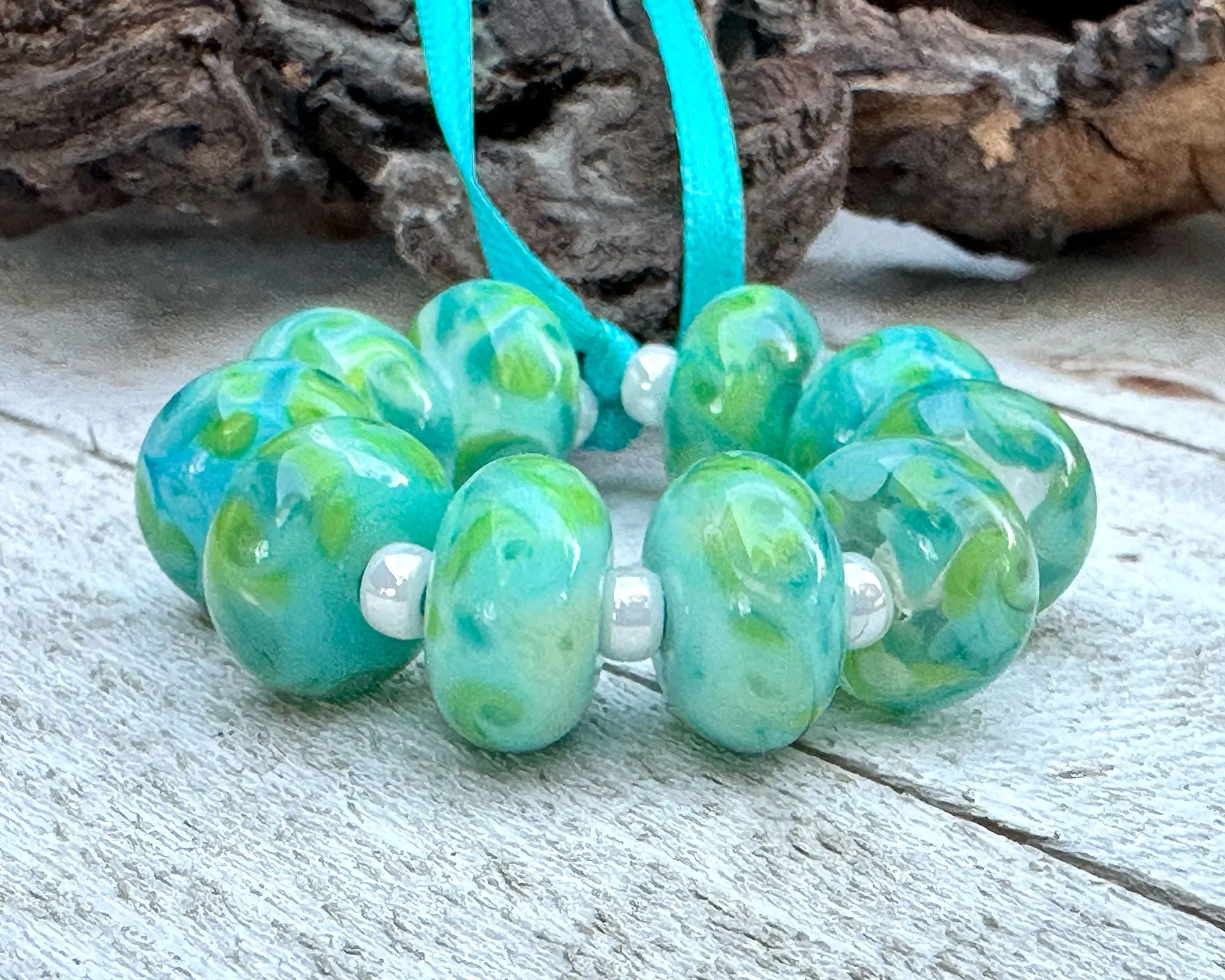 Ocean Breeze Swirl Lampwork Beads Set SRA