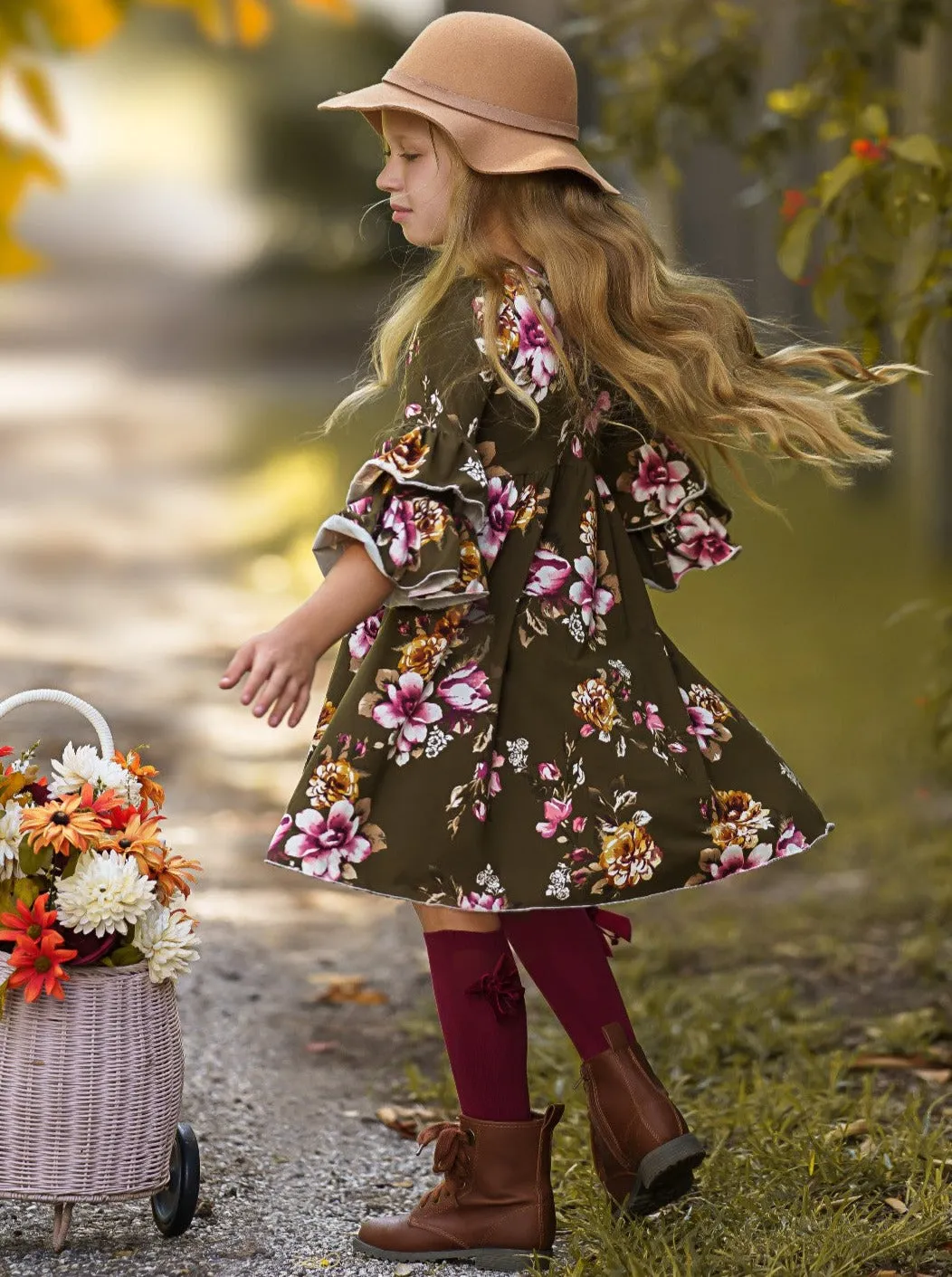 Olive Obsessed Floral Hi-Lo Dress