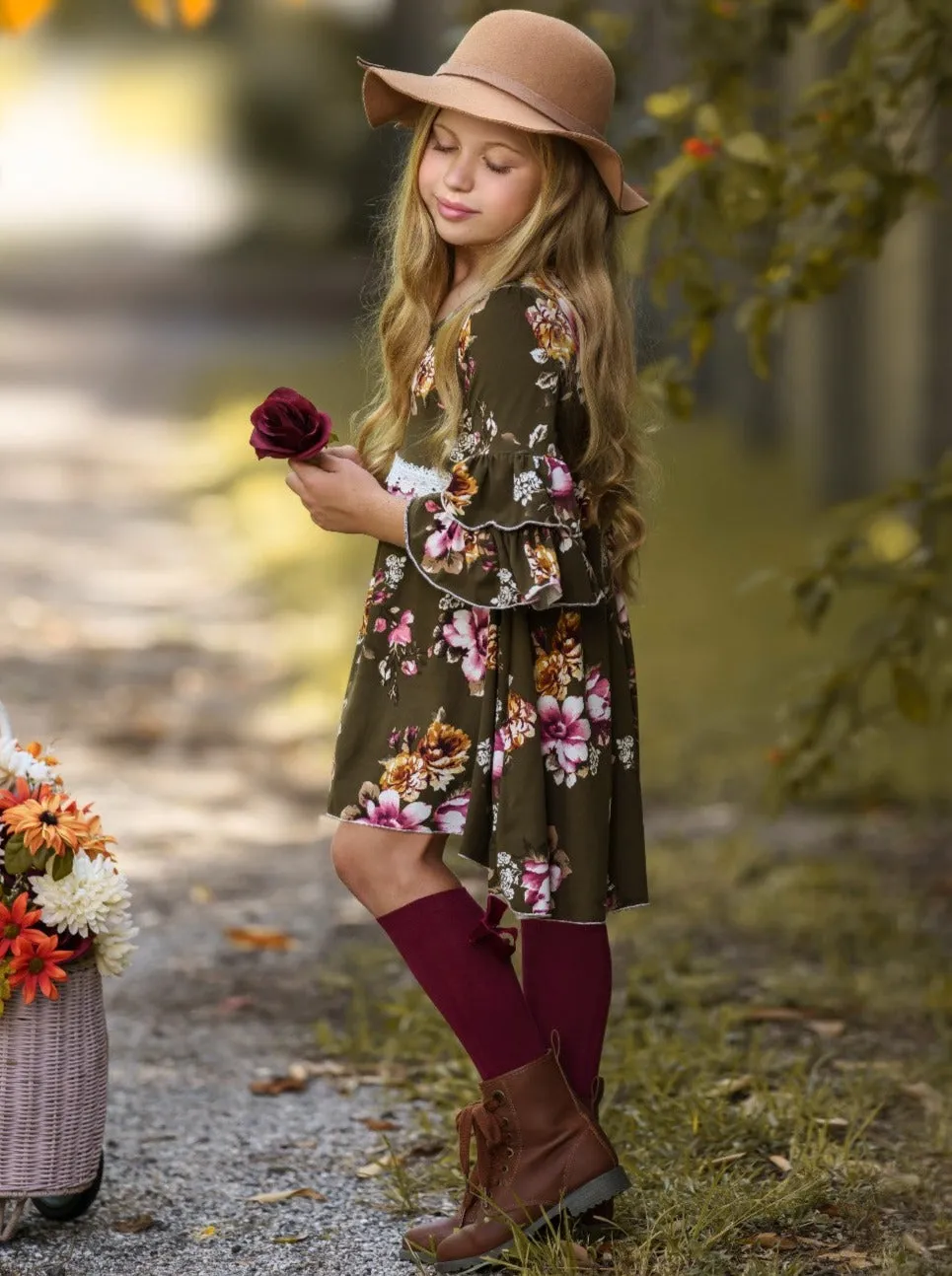 Olive Obsessed Floral Hi-Lo Dress