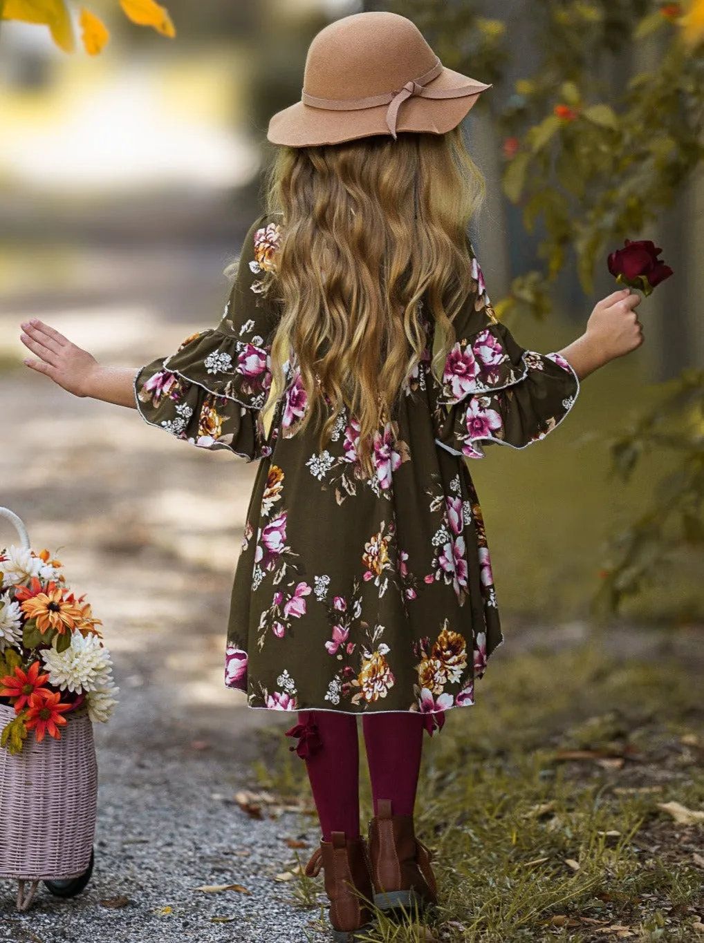 Olive Obsessed Floral Hi-Lo Dress