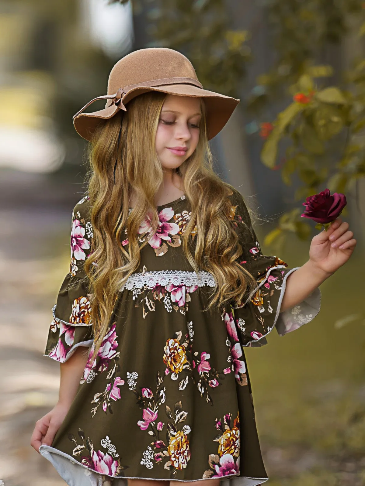 Olive Obsessed Floral Hi-Lo Dress