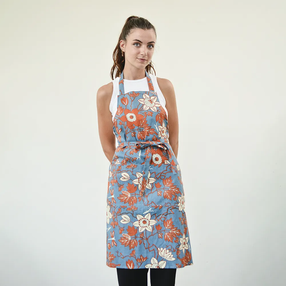 Passion Flower Blue Spice Apron