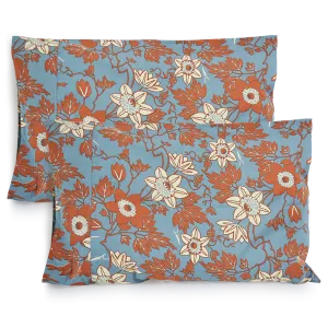 Passion Flower Blue Spice Standard Pillow Cases - Sale Homewares