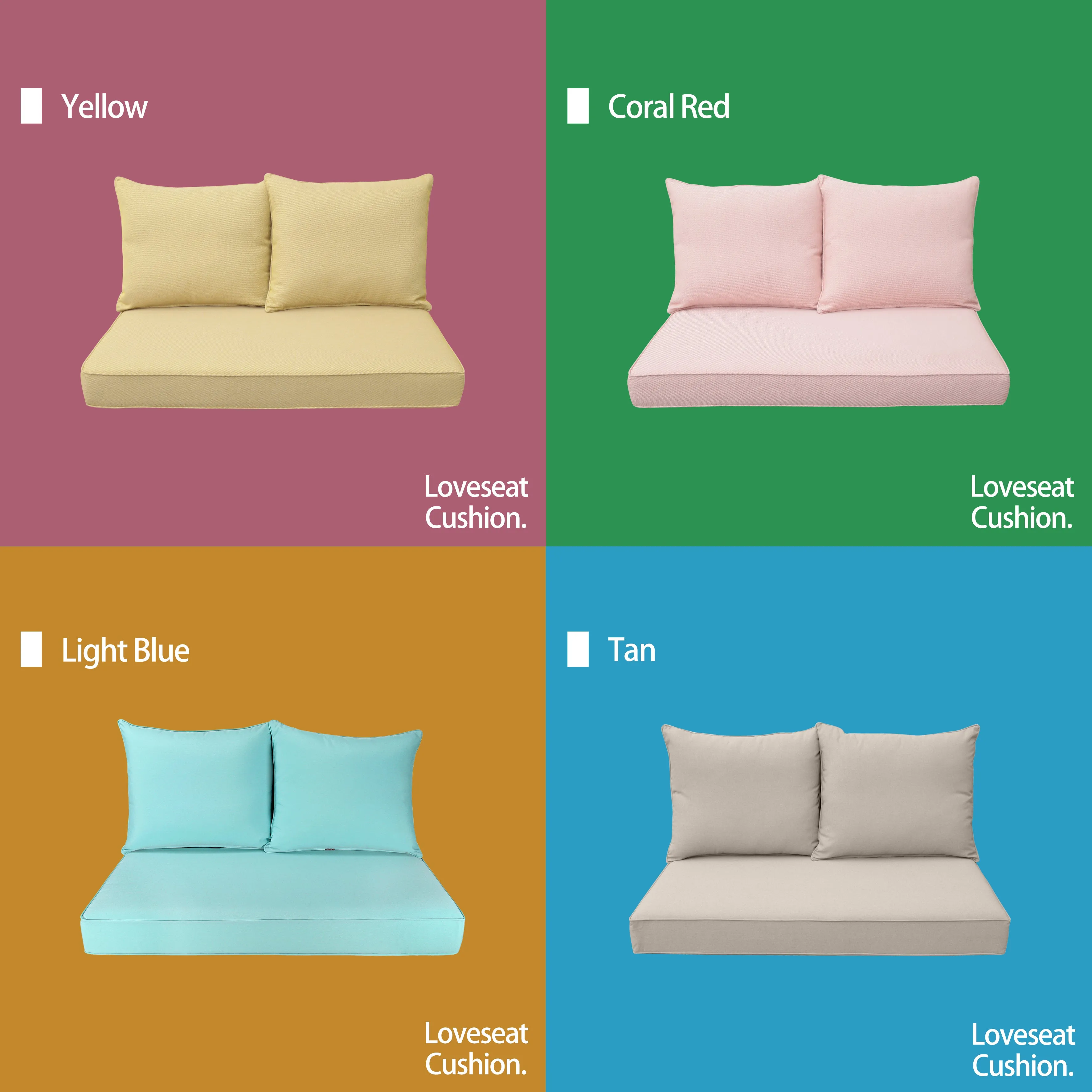 Patio Furniture Cushions Comfort Deep Seat Loveseat Cushion Mixed Coral/White