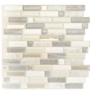 Smart Tiles Mosaik Series SM1112G-04-QG Wall Tile, 9.36 in L Tile, 9.73 in W Tile, Crescendo Ciotta Pattern, Vinyl :PK 4: QUANTITY: 6