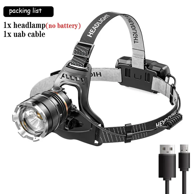 USB Rechargeable Headlamp Flashlight P50 Outdoor Night Fishing Long-lasting Battery Outdoor 18650 Rechargeable Telescopic Zoom