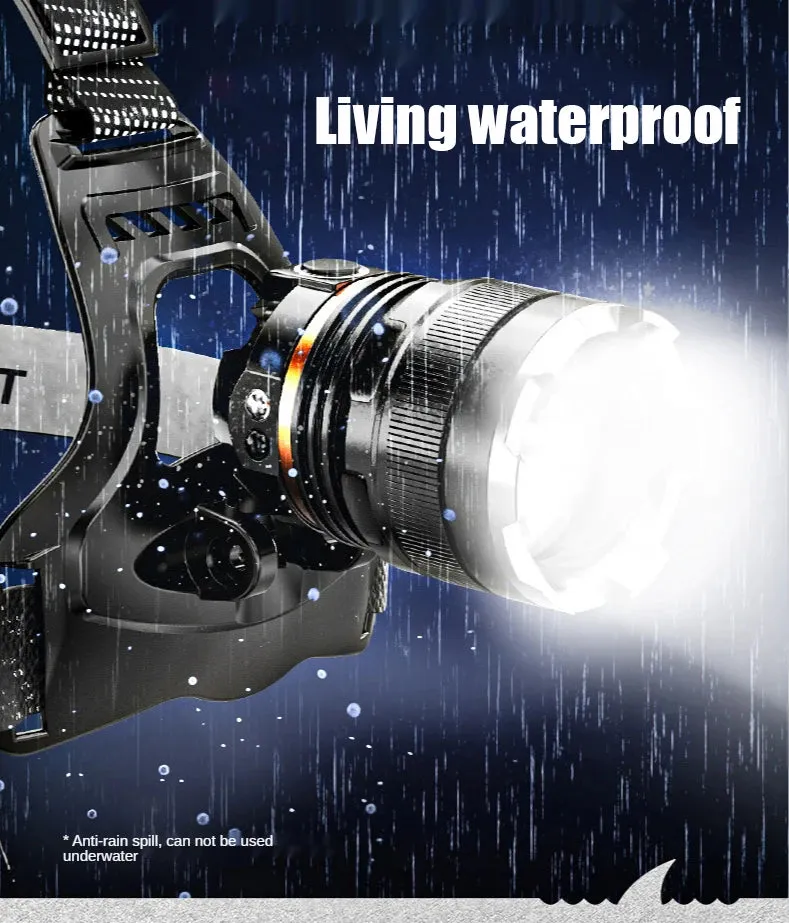 USB Rechargeable Headlamp Flashlight P50 Outdoor Night Fishing Long-lasting Battery Outdoor 18650 Rechargeable Telescopic Zoom